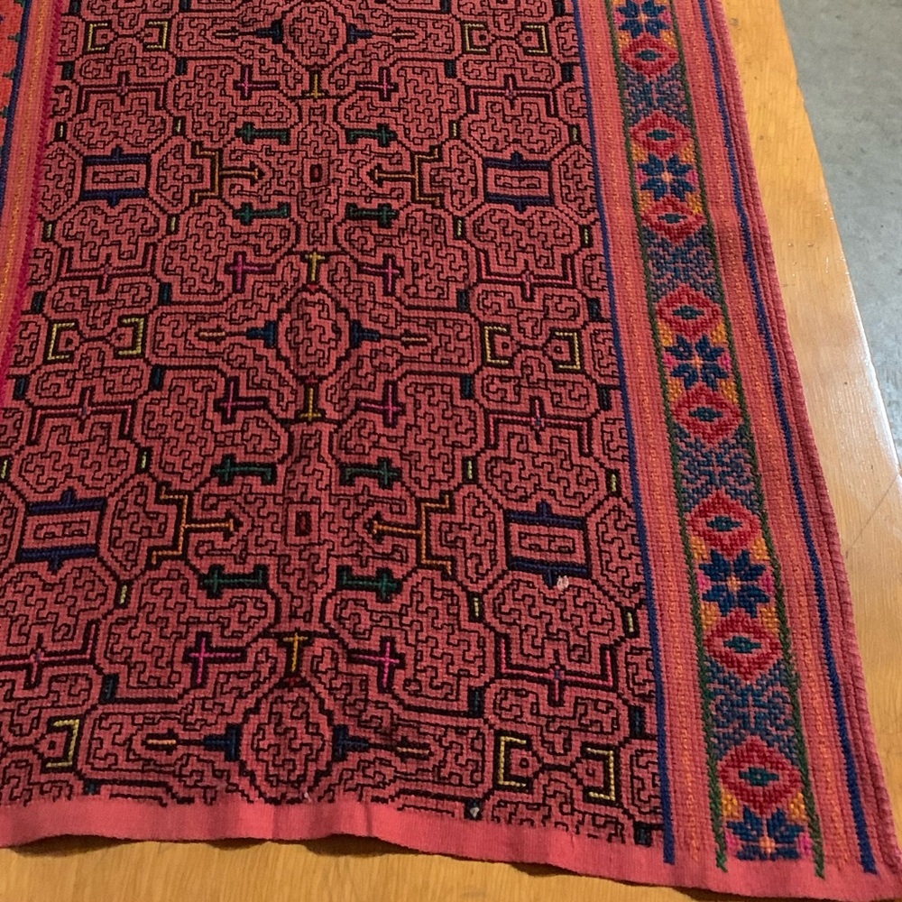 Red and Blue Geometric Patterned Runner Rug - Picture 2 of 2